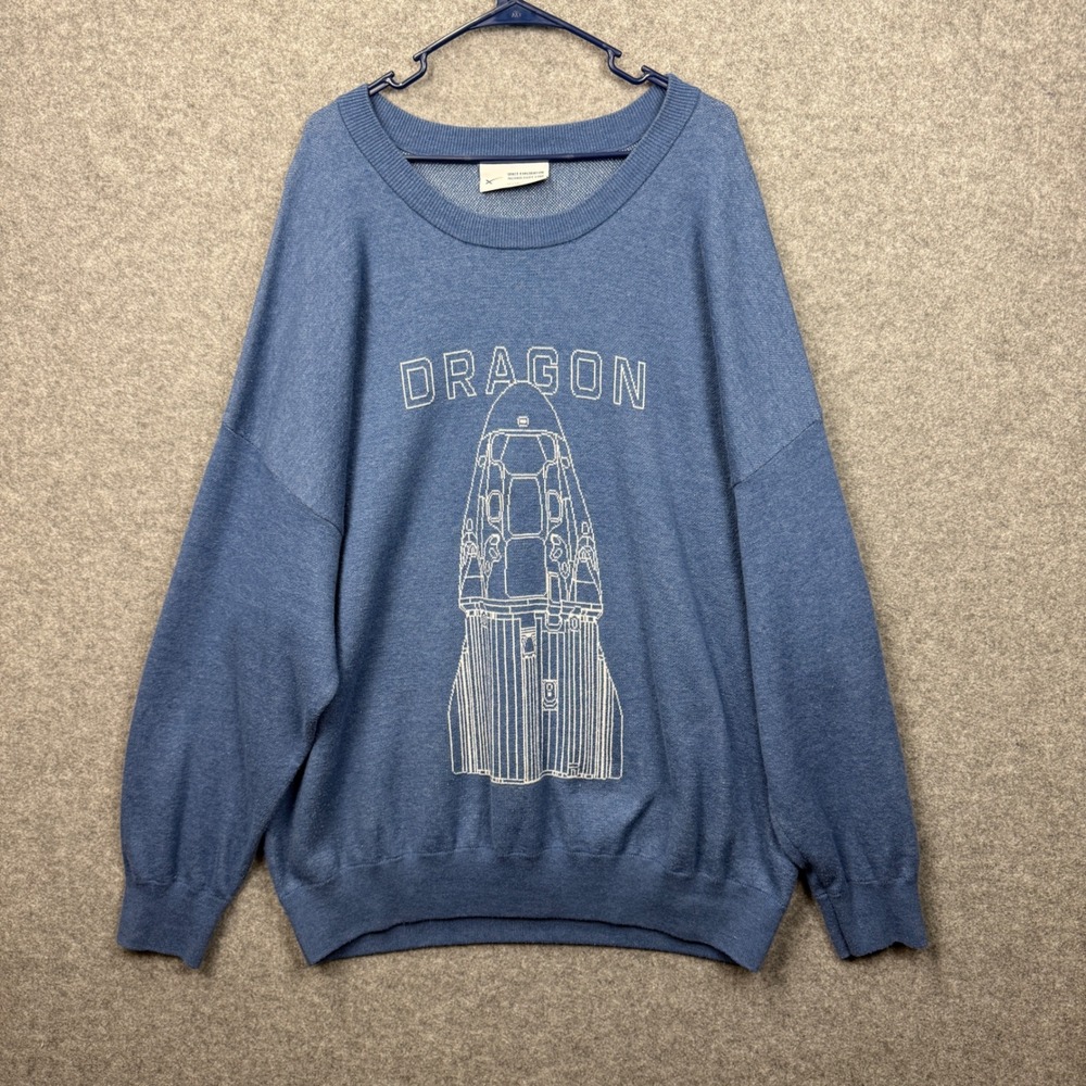 SpaceX Dragon Capsule Graphic Sweater Blue‎ Mens 4XL Space Exploration Tech Corp